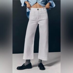 Pilcro The Colette Crop Wide-Leg White Jeans. Size 30